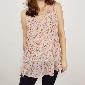 Cabi 5032 Bella Floral Pink Layered Sleeveless Blouse